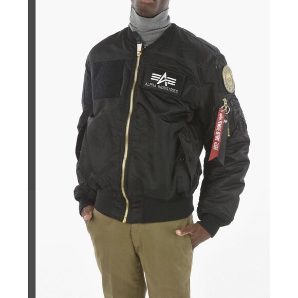 Alpha Industries MA-1  Bomber Flight Jacket Mens Size M Reversible Black Orange - Picture 1 of 16